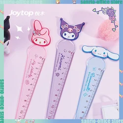 18pcs Sanrio Office Stationery Rubber Ruler Straightedge Cartoon Kuromi Cinnamoroll Transparent Student Measuring Tool Ruler