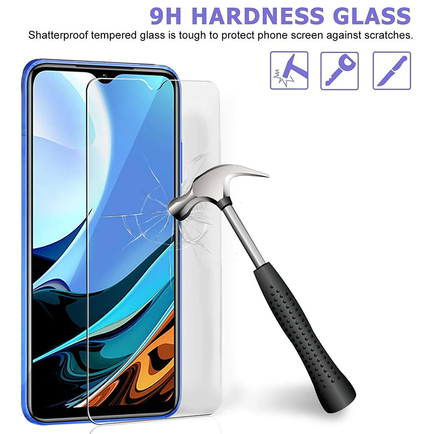 Pelindung layar 9H, Tempered Glass HD untuk Xiaomi Redmi 9T 2/4 buah