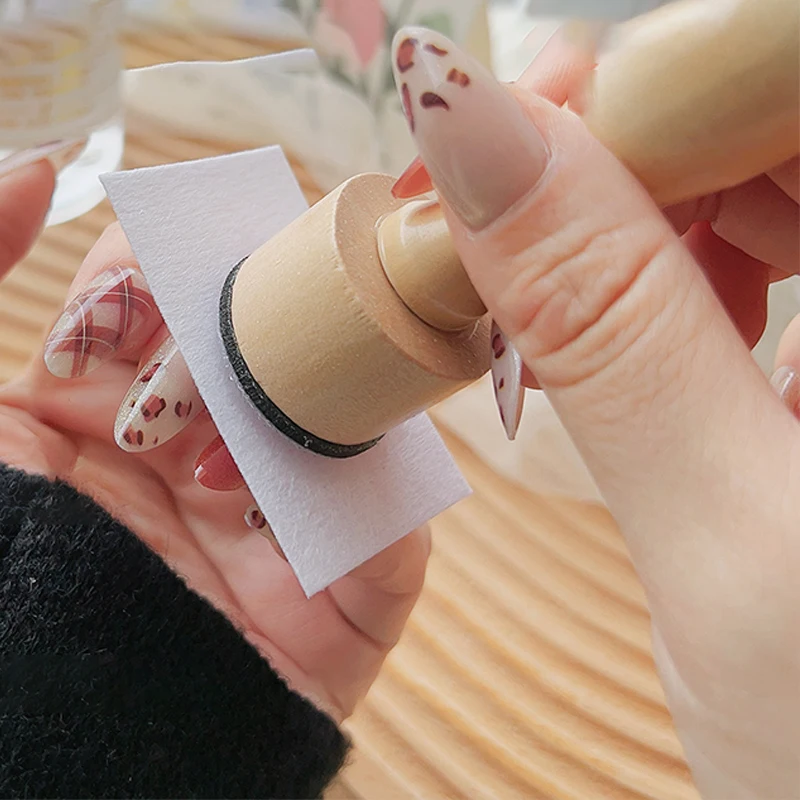 Nail Wooden Handle Cleaning Seal Nail Art Painting Cleaning Auxiliary Tool Nail Polish Remover Accessories
