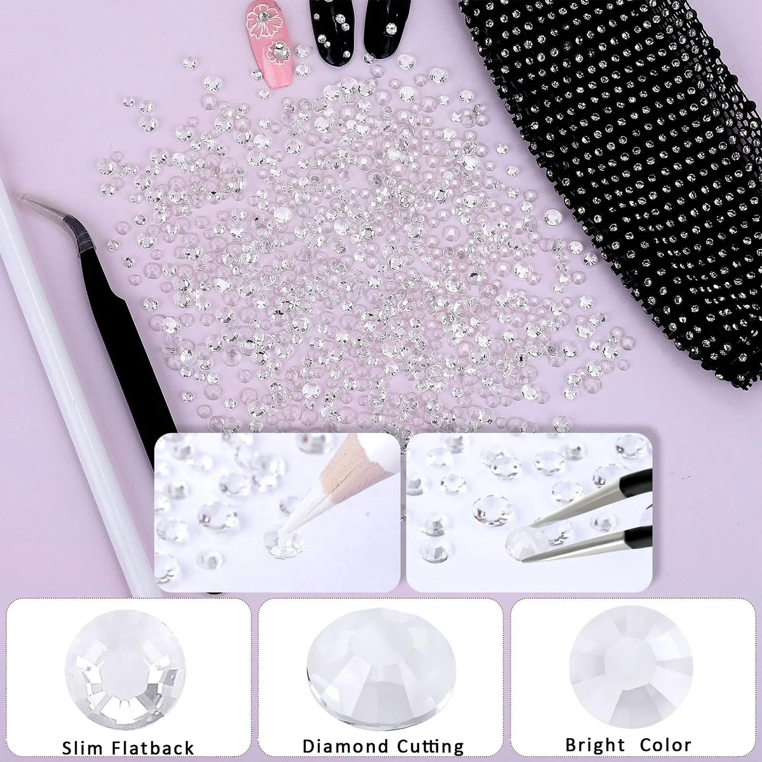 Transparente Farbige Harz-Strass-Steine 2mm 3mm 4mm 5mm 6mm Künstliche Edelsteine für Bastelarbeiten DIY Nagelkunst Charms Zubehör Steine Großpackung – Detail 4