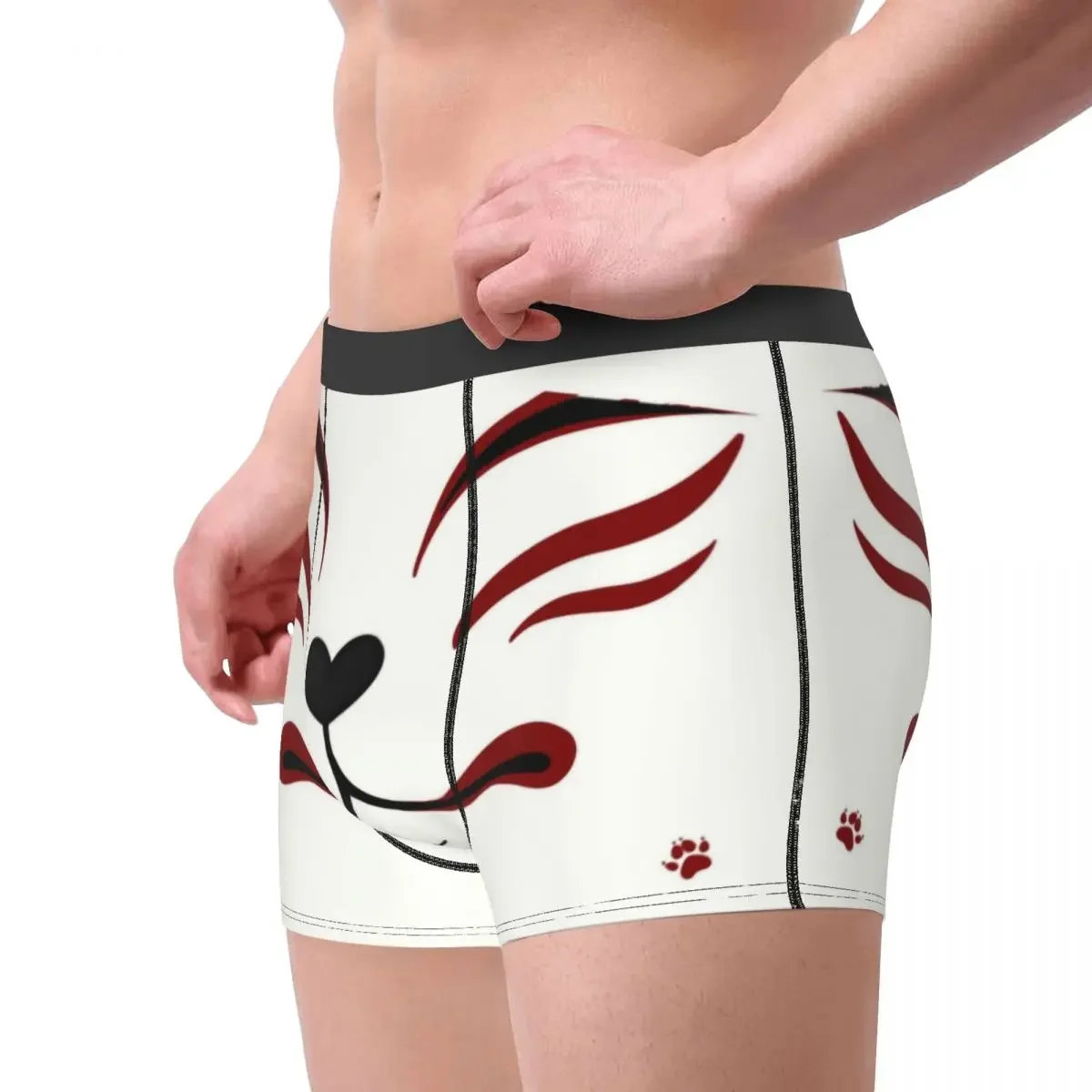 Novidade Kitsune Boxers Fox Shorts para homens, Calcinha Respirável, Cuecas Anime Japonês, Cuecas Cosplay, Roupa Interior