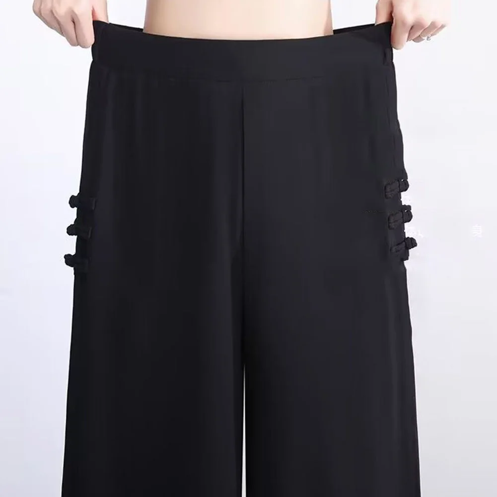 Nine Point Pants Women Chiffon Pants Casual Outing Leisure Style Pants Lightweight Polyester Fabric Multi-Season Wear