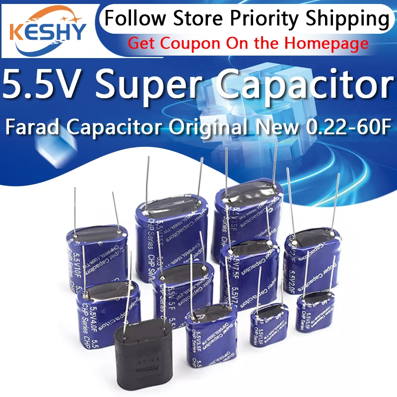 

Super Capacitor Farad Capacitor Combination Type 5.5V 0.22F 0.33F 0.47F 0.5F 1F 1.5F 2F 2.5F 3.5F 4F 5F 7.5F 10F 15F 20F 25F 50F