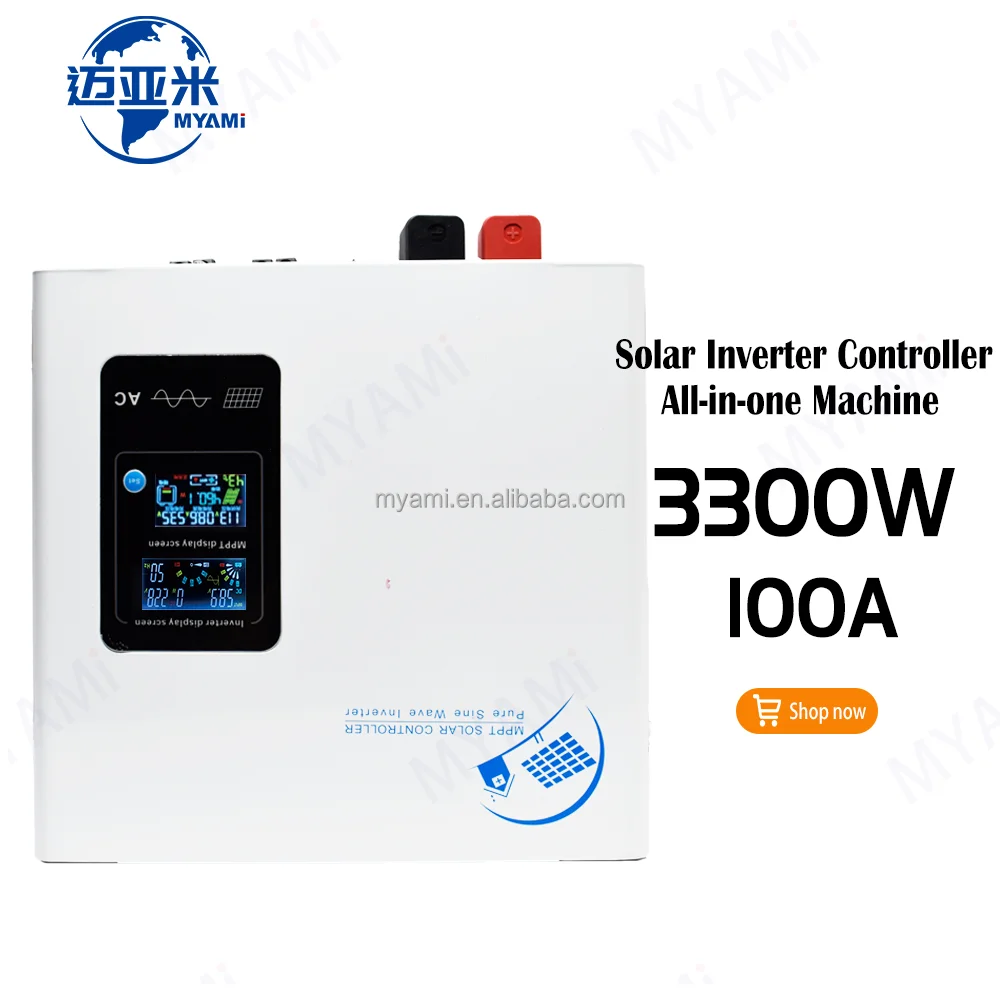 

MYAMi 1000W 2000W 3000W Hybrid Inverter System 1.3KW 2.3KW 3.3KW 60A 100A MPPT 12V 24V 48V Solar Panel Dc to Ac Power Inverter