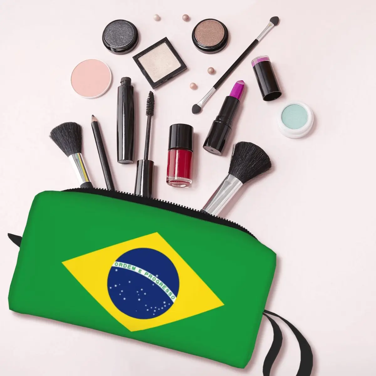 Borsa da toilette personalizzata con bandiera brasiliana per le donne scatola per Kit Dopp per la conservazione della bellezza delle signore