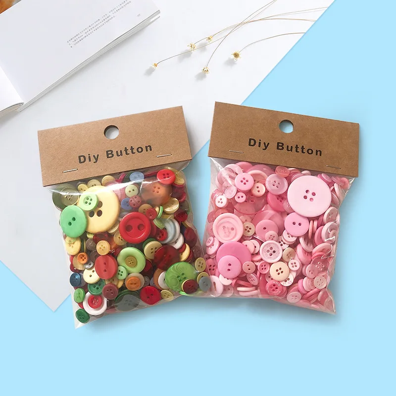 150g/Bag Assorted Sizes Mixed Colorful Resin Buttons Round Craft Buttons for Sewing DIY Crafts Handmade Manual Button Painting