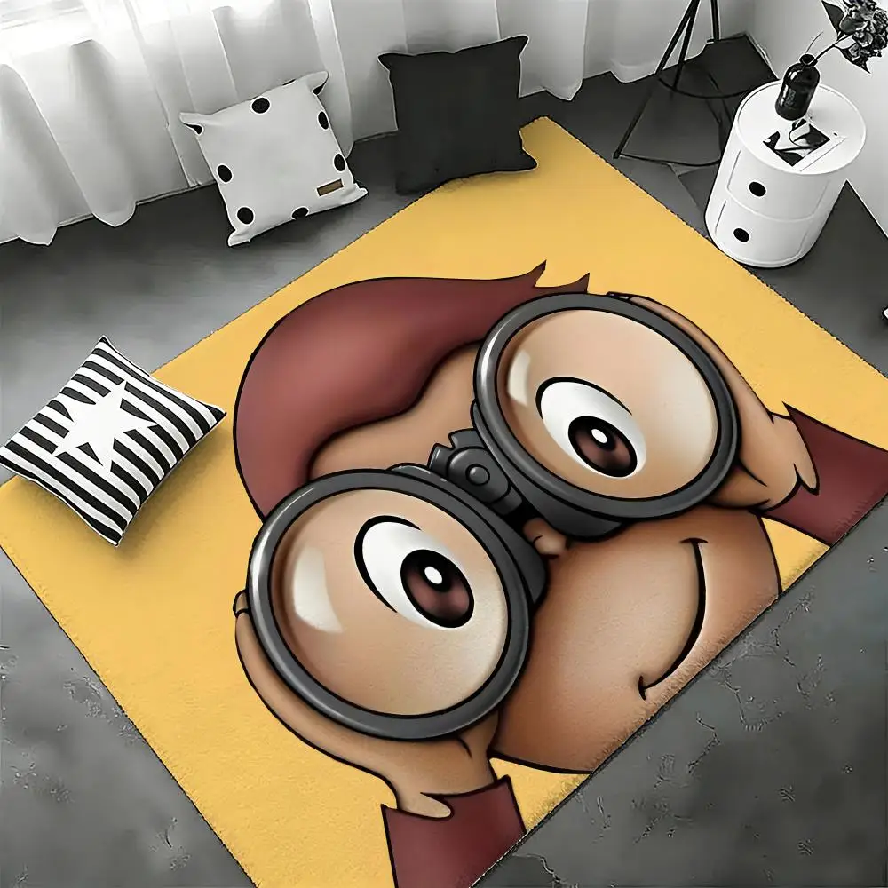 MONKEY CARTOON C-Curious GeorgeS Floor Mat Bedroom Living Room Flannel Door Mat Non-Slip Home Decor