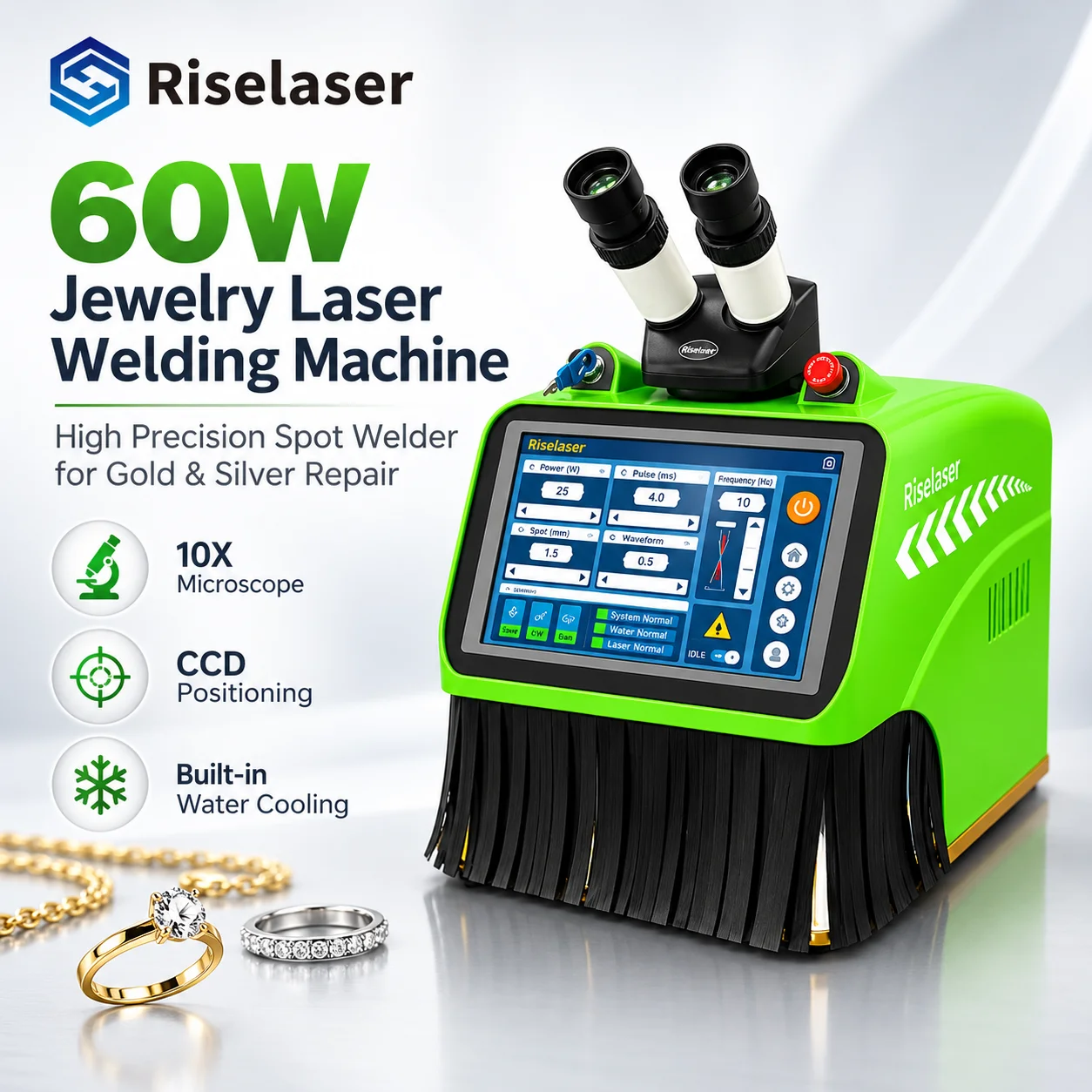 Jewelry Laser Spot Welding Machine 60W YAG Welder For 18K Gold 925 Silver Repair With Microscope CCD And Water Cooling