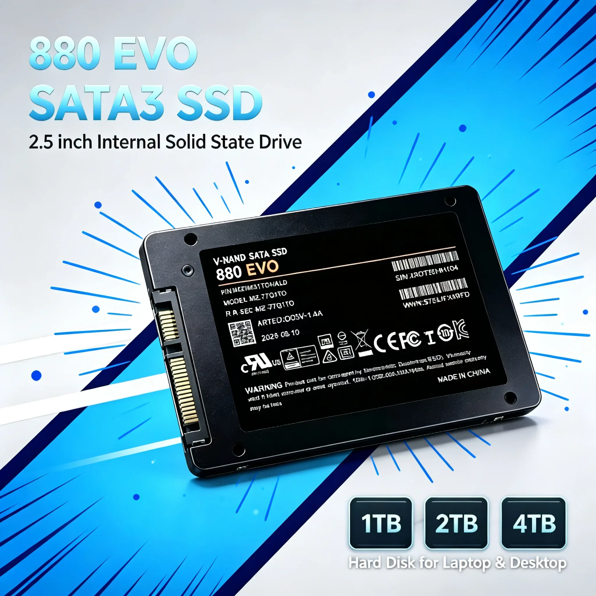 880EVO 2.5 Inch State Drive SATA3 SSD Internal Solid 500GB 1TB 2TB 4TB Hard Disk Solid State Drive for Laptop Desktop