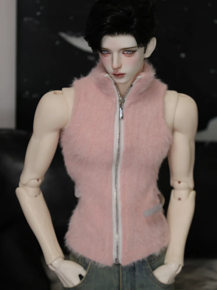 

BJD Doll Clothes For 75cm 77cm Doll Top Fluffy Elastic Zipper High-neck Zipper Cardigan Dolls Clothing (Only Sweater No Doll)