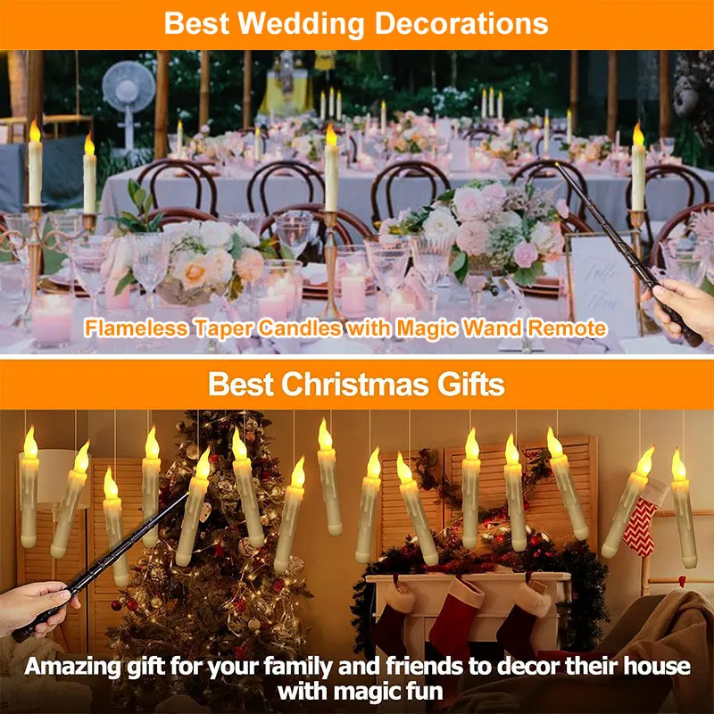 Christmas Wedding Decor Magic Stick Candles LED Flameless Floating Electronic Candle For Light UP Halloween Birthday Party Decor