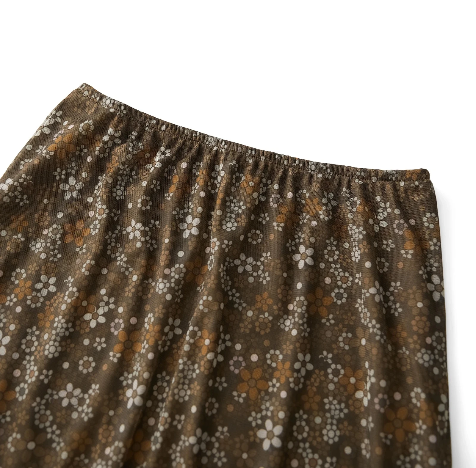 กระโปรงยาวลำลองของผู้หญิงกระโปรงเอวยางยืดพิมพ์ลายดอกไม้วินเทจเอวสูงเรียบง่ายสง่างาม