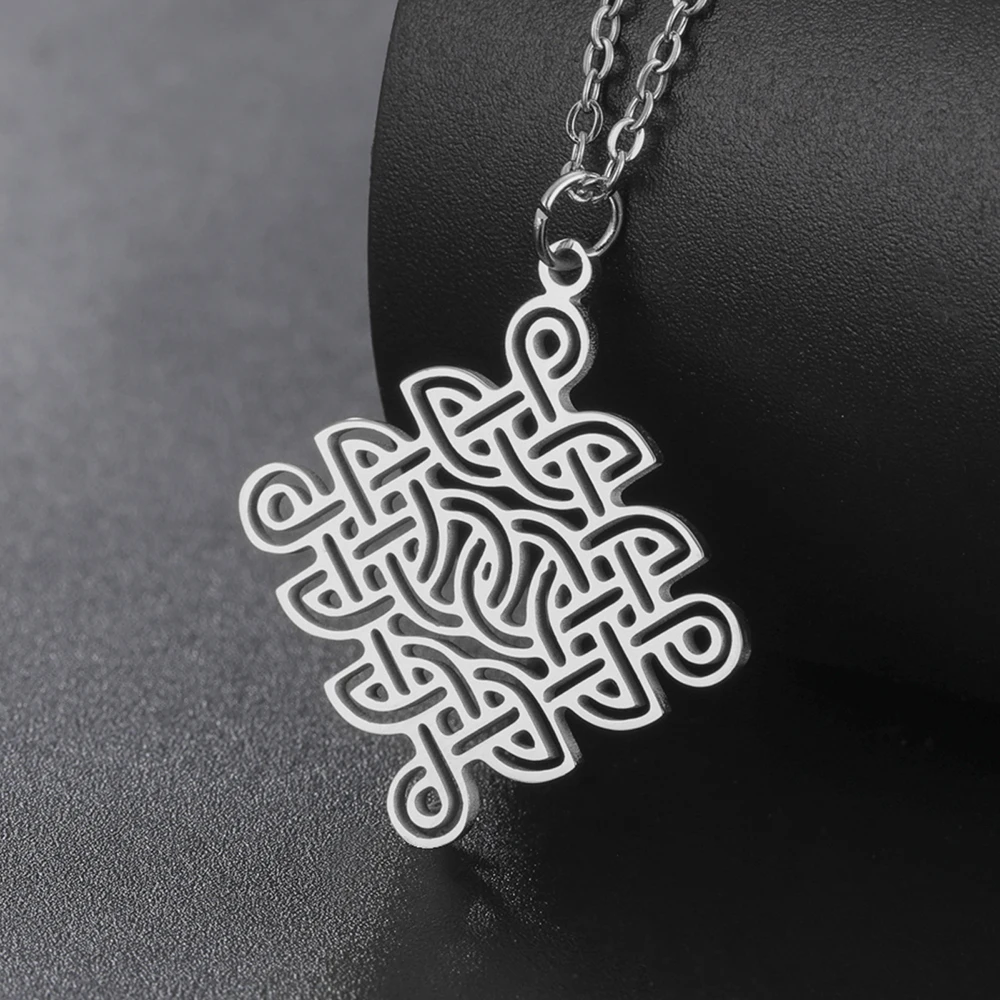 داوابارا إنفينيتي سلتكس عقدة قلادة الأيرلندية حسن الحظ تميمة الهندسة المقدسة مجوهرات من صلب لا يصدأ هدية السنة الجديدة #5