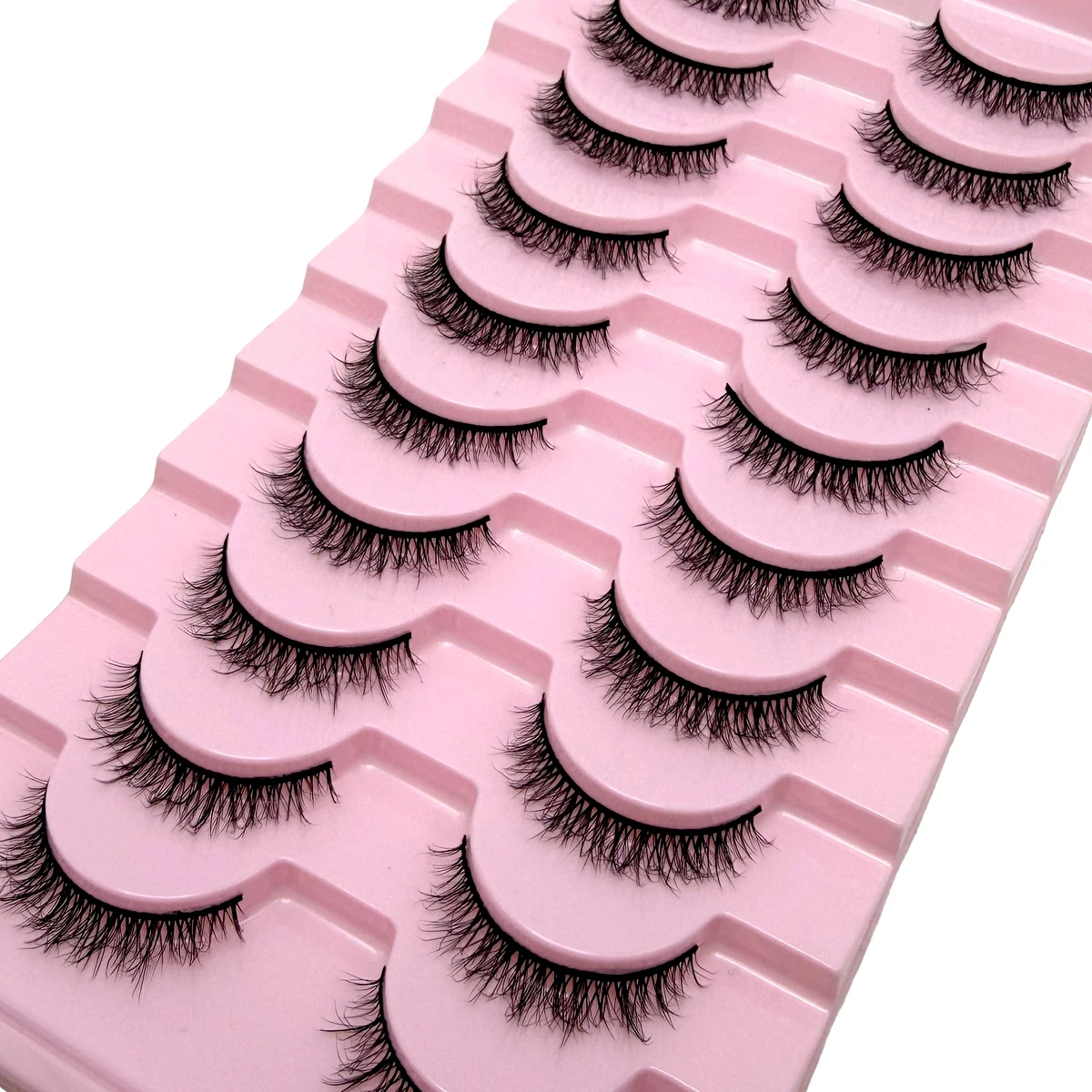 Neue 10 Paar falsche Wimpern, kurze Nerzwimpern, flauschig, dünn, weich, Kreuz-Nerzwimpern, natürliche kurze Wimpernverlängerung für Make-up