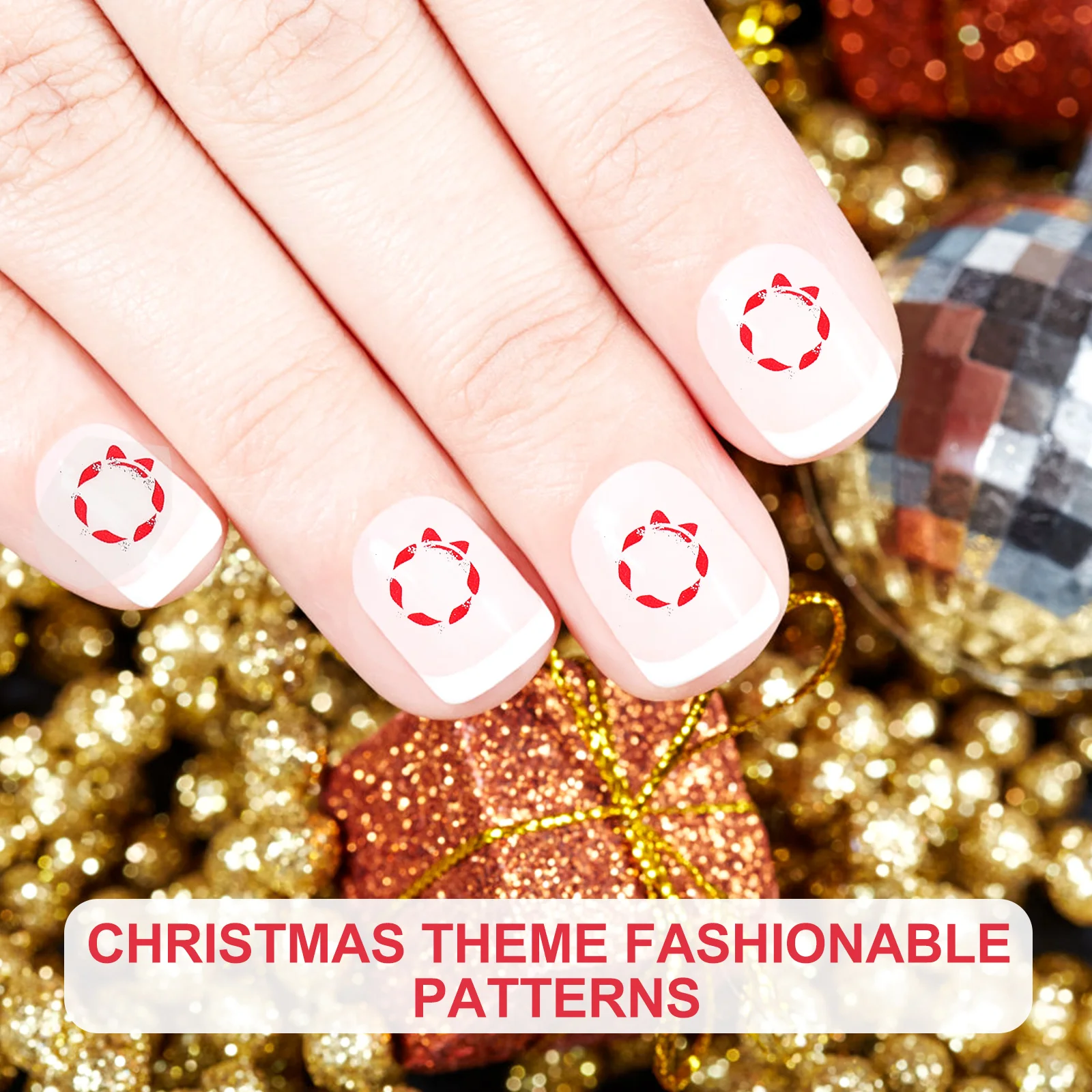 

5 Sheets Wraps False Nails Tips Xmas Stickers Fingernail Patches Girls Fake Nails Gifts DIY Christmas Manicure Stickers