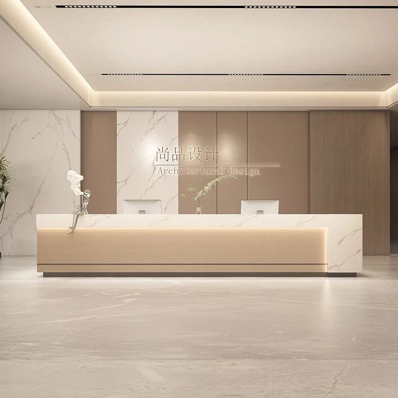 Modern Luxury Furniture Minimalist Front Desk Reception Counter Clothes Beauty Bureau Bancone Reception Help Table Atelier