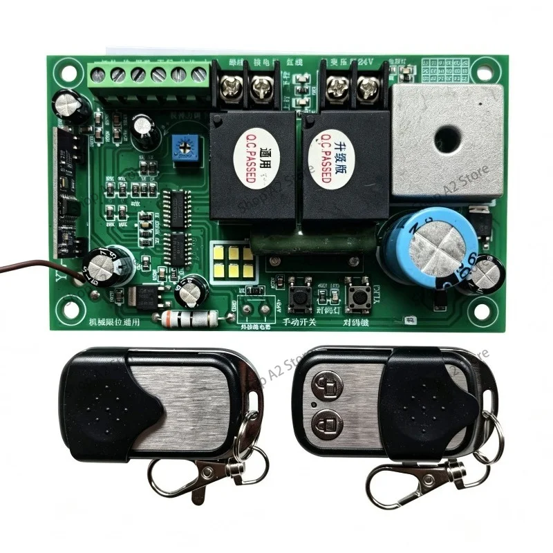 24V General Mechanical Limit Garage Door Motherboard 315M433M Flap Door Controller Receiving Board with Dual Remote Control