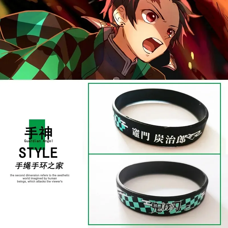 Anime Demon Slayer Kimetsu No Yaiba Blade Of Ghost Wristband Rubber Silicone Men Bracelet Sport Jewelry Gifts