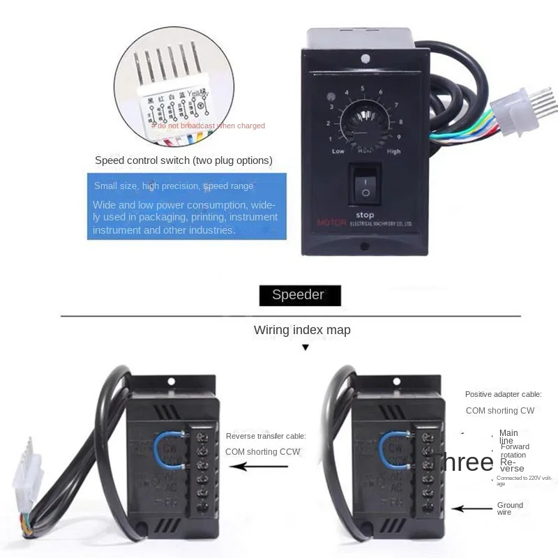 Imagem -06 - Motor Redutor de Engrenagem Mais Redutor de Desaceleração Ajuste de Velocidade Motor Reversível 220w 220v