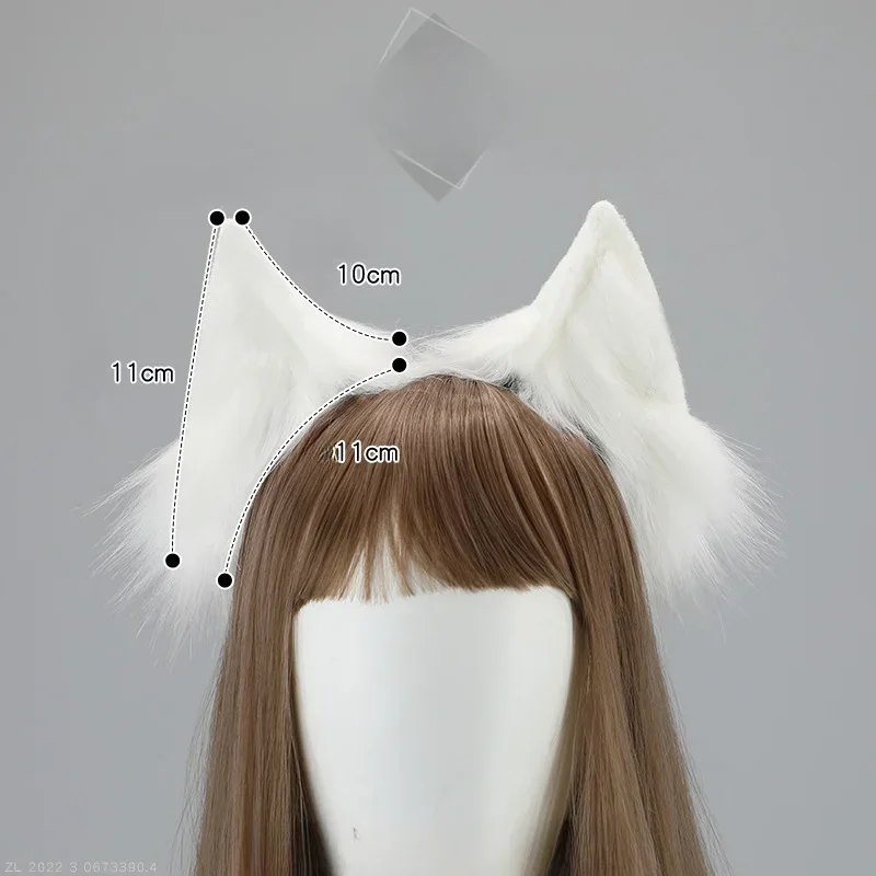 RT01 สัตว์ Faux FUR หมาป่าหูแถบคาดศีรษะ,ขนยาวสมจริง,Fluffy Hair Hoop,Lolita อะนิเมะ,Masquerade,คอสเพลย์,Lovel * JK2