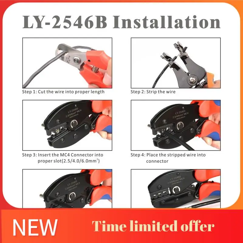 

PV Crimping Tool For PV Connector Solar Cable 2.5/4/6Mm2, PV Crimp Tools For DIY Solar Power System Easy To Use