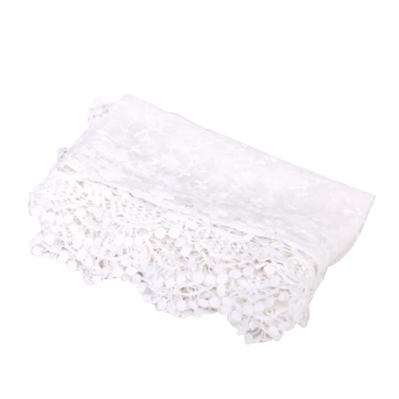 Women embroidered lace scarf white