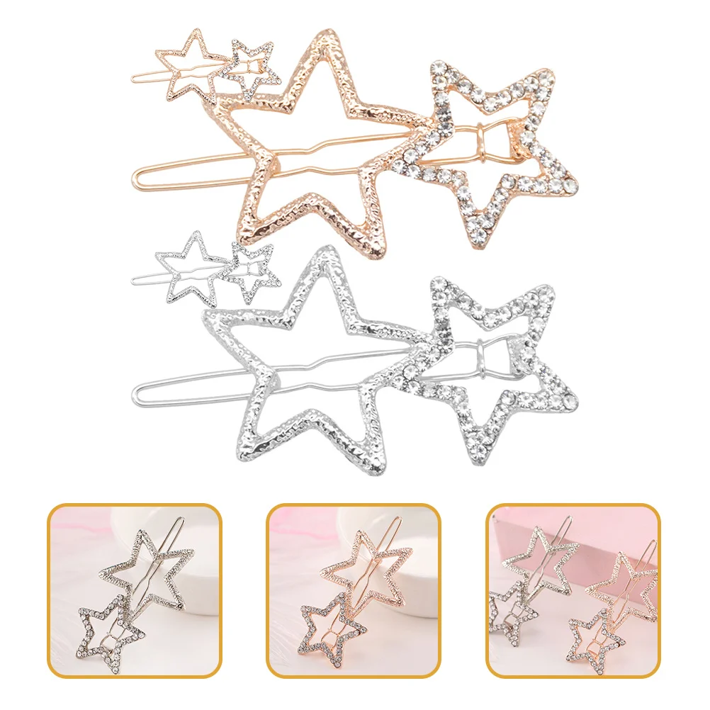 

4 шт., заколки со звездами, заколки для волос из сплава для девочек и женщин, декоративные аксессуары на день рождения, свадьбу, заколки для волос со звездами