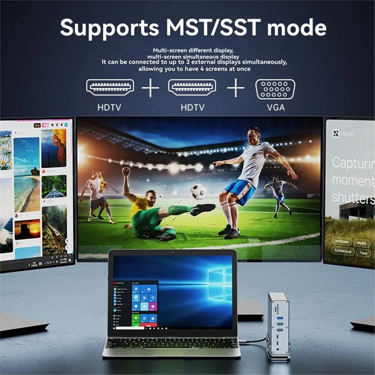 

【To&On-e】 Type-C 15-in-1 Docking Station Triple Monitor Support with 4K60Hz RJ45 1000M Ethernet USB 3.0 PD 100W Charging