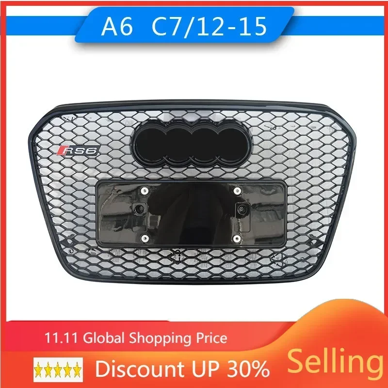 

Car Front Bumper Grille Grill For 2012-2015 Audi A6 C7 Hot Rod Auto Salon upgrade Refit RS6 auto Racing grills