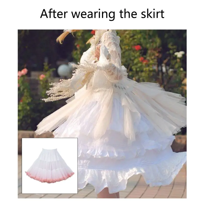 Womens Elastic Waist Puffy Tulle Petticoat Rainbow Cloud Short Tutu Skirt Princess Ballet Dance Pettiskirts Lolita Cosplay image 6