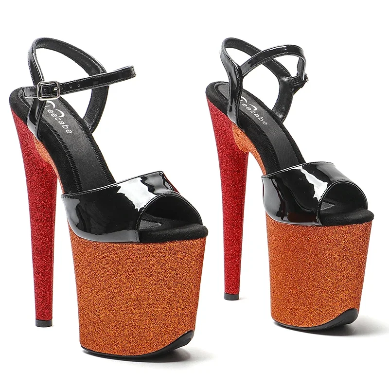 

Leecabe 20cm/8inch Patent PU style high heel sandals sexy model shoes pole dance shoes