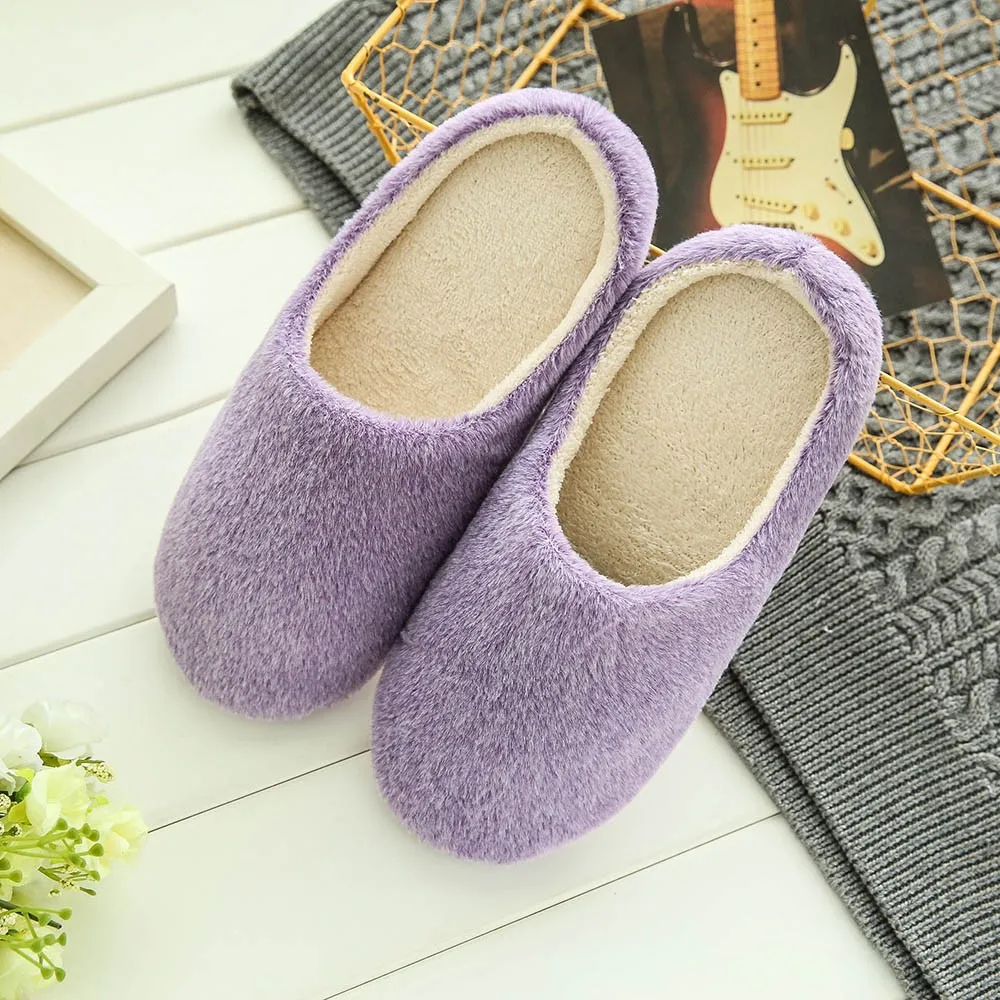 Womens Comfortable Soft Home Winter Slippers Lightweight Slip Floor Warm Bedroom Women\'s Slipper Female Plain Household Slippers