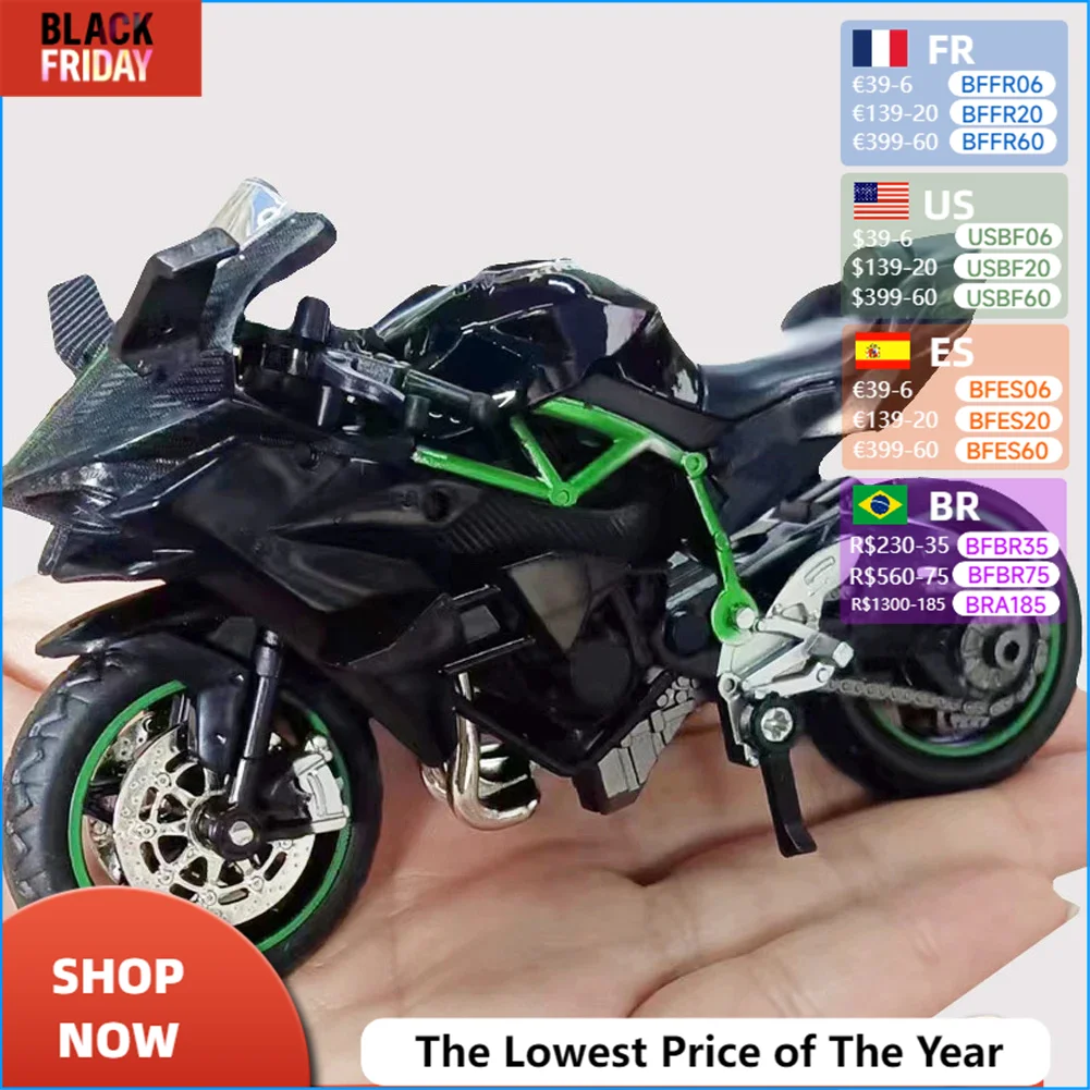 1:18 Kawasaki Ninja ZX-12R Genuine Alloy Motorcycle Model Static Die Casting Toy Collection Model Gift