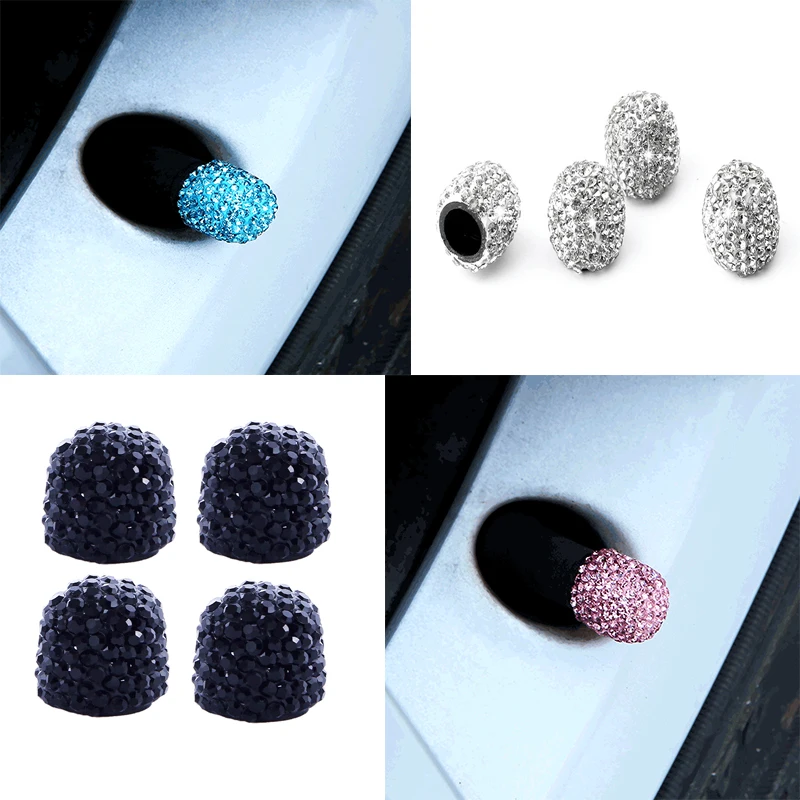 4pcs Diamond Car Tire Valve Caps Shining Dust-proof Wheel Valve Cover Vehicle Bling Crystal Valve Cap Car Styling Accessories