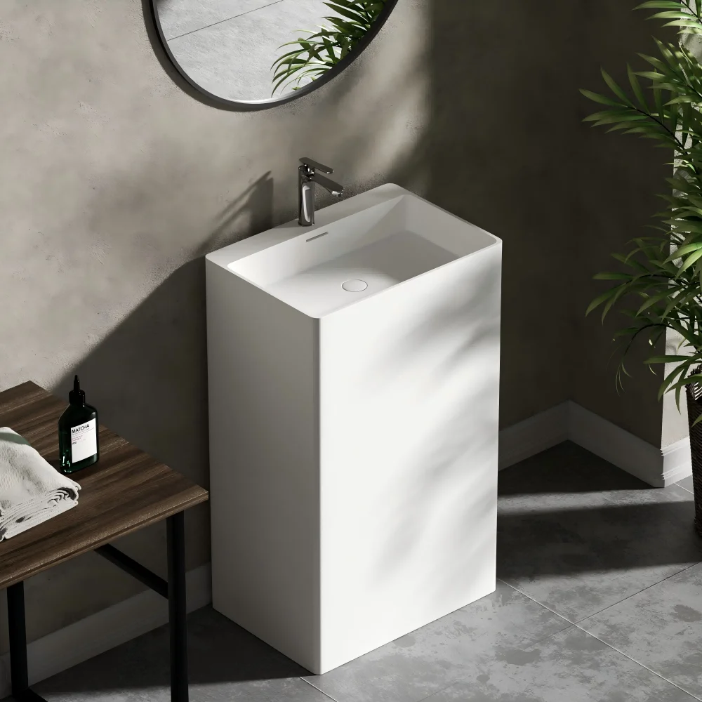 Potted Plants On StandsJestone Modern Pedestal Sink Acrylic Solid Surface Eco-Friendly 12L Capacity Water Resistant Easy Clean P