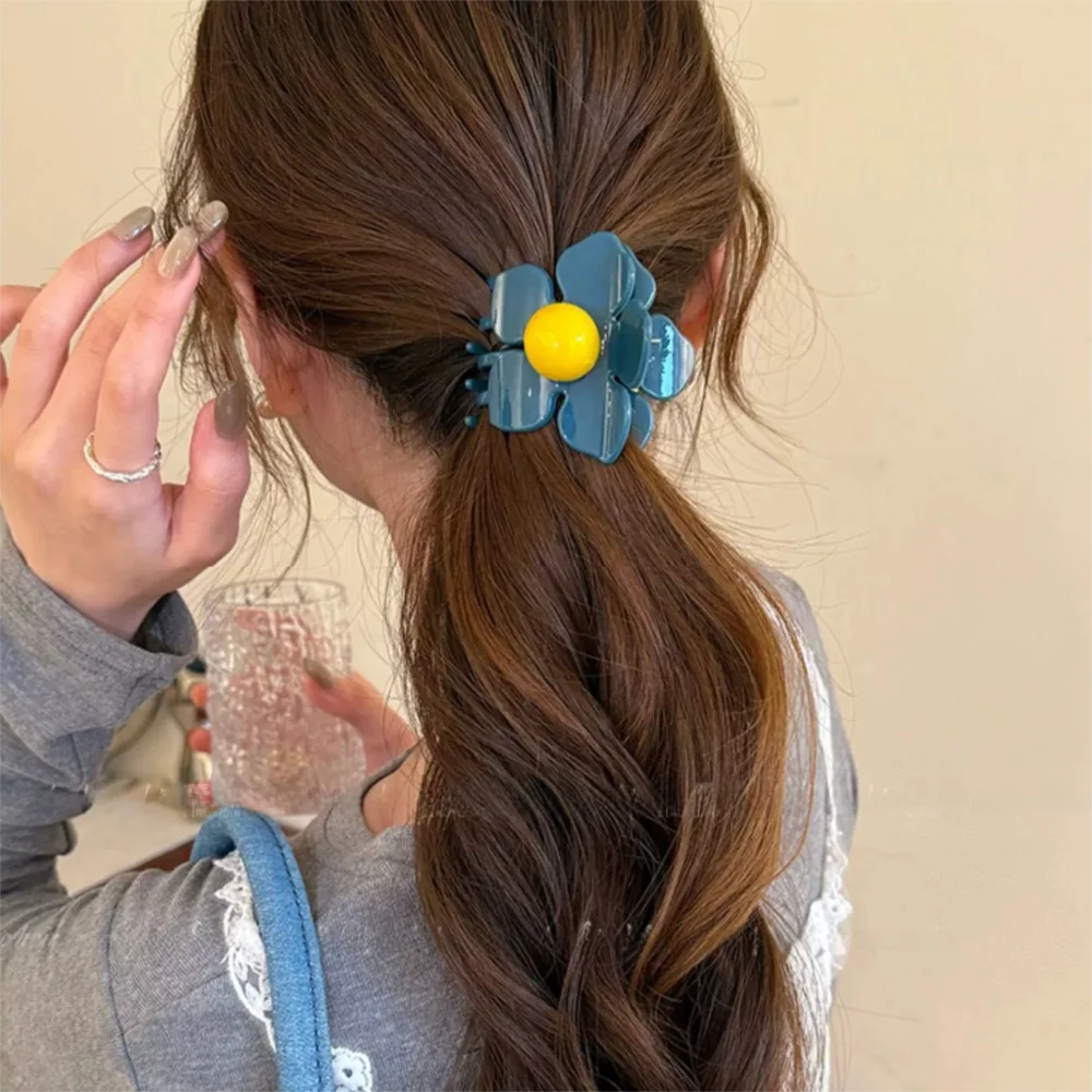 

Hairpin Flower Hair Claw Geometry Ponytail Holder Hair Crab Clip Plastic Korean Style Headwear Plastic Shark Clip Streetwear