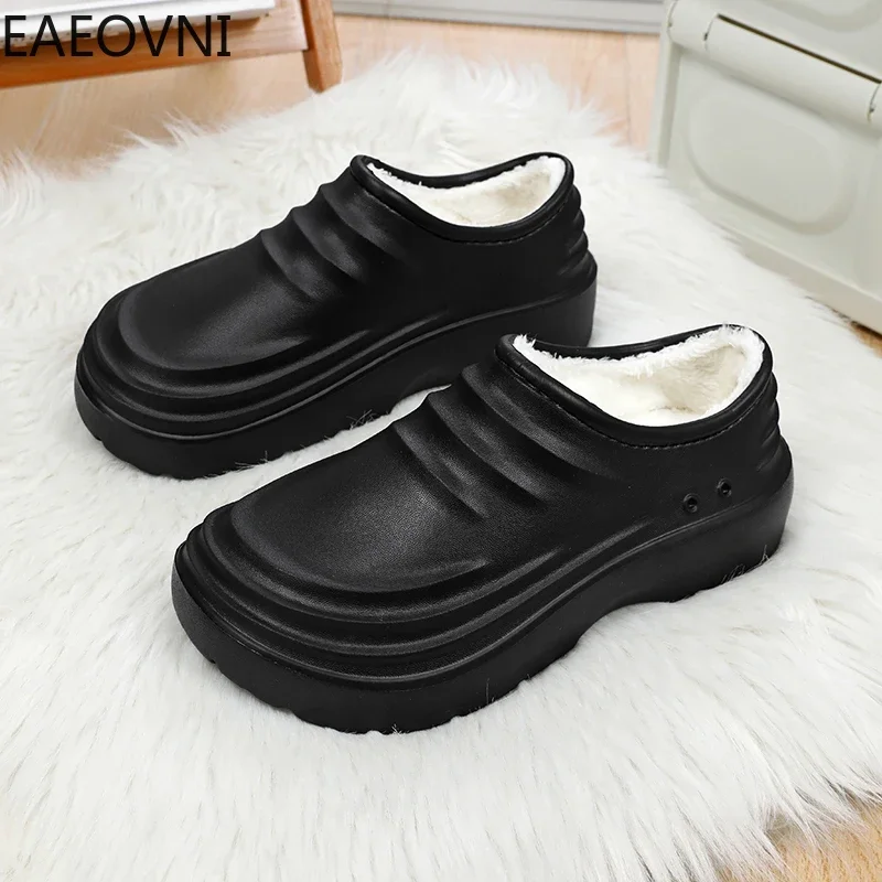 EVA Fluffy Slipper Couple Slippers Shoes for Home Man Trendy All-match Simple Velvet Thickening Shoes EAEOVNI New Arrival Hot