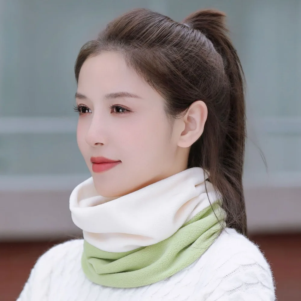 New Thickened Warm Scarves Plush Solid Color Neck Gaiter Cold-proof Collar Outdoor Sports