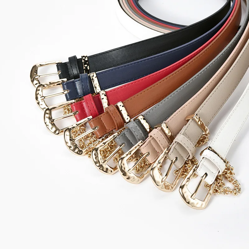 

Women's Belt Fashion Pin Buckle Thin Belt Genuine Luxury Soft Belt Women with Cargo Pants Jeans Windproof Belt PU Leather Belt