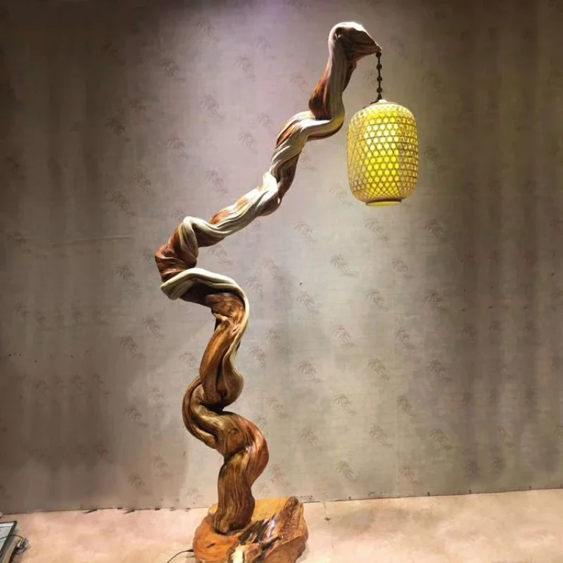 Floor-to-ceiling light stand ornaments Natural logs Natural conformal branches Dead wood