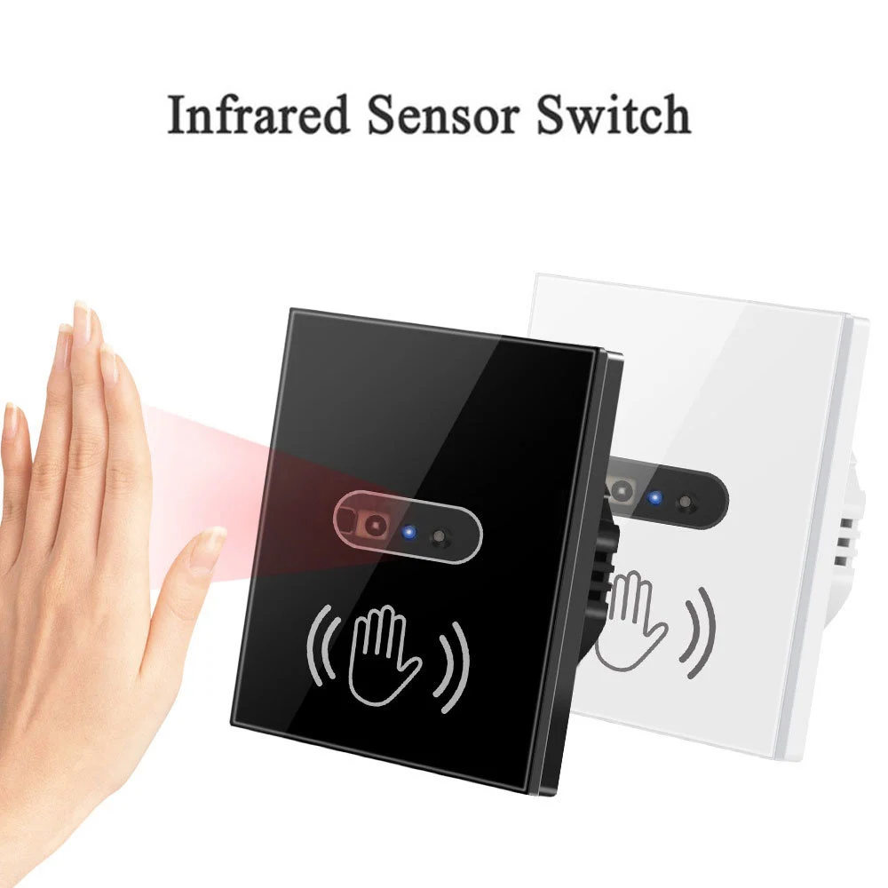 Infrare Wall Smart Light Switch IR Sensor No Need Touch EU Glass Screen Panel Switch Electrical Power On Off Lamp