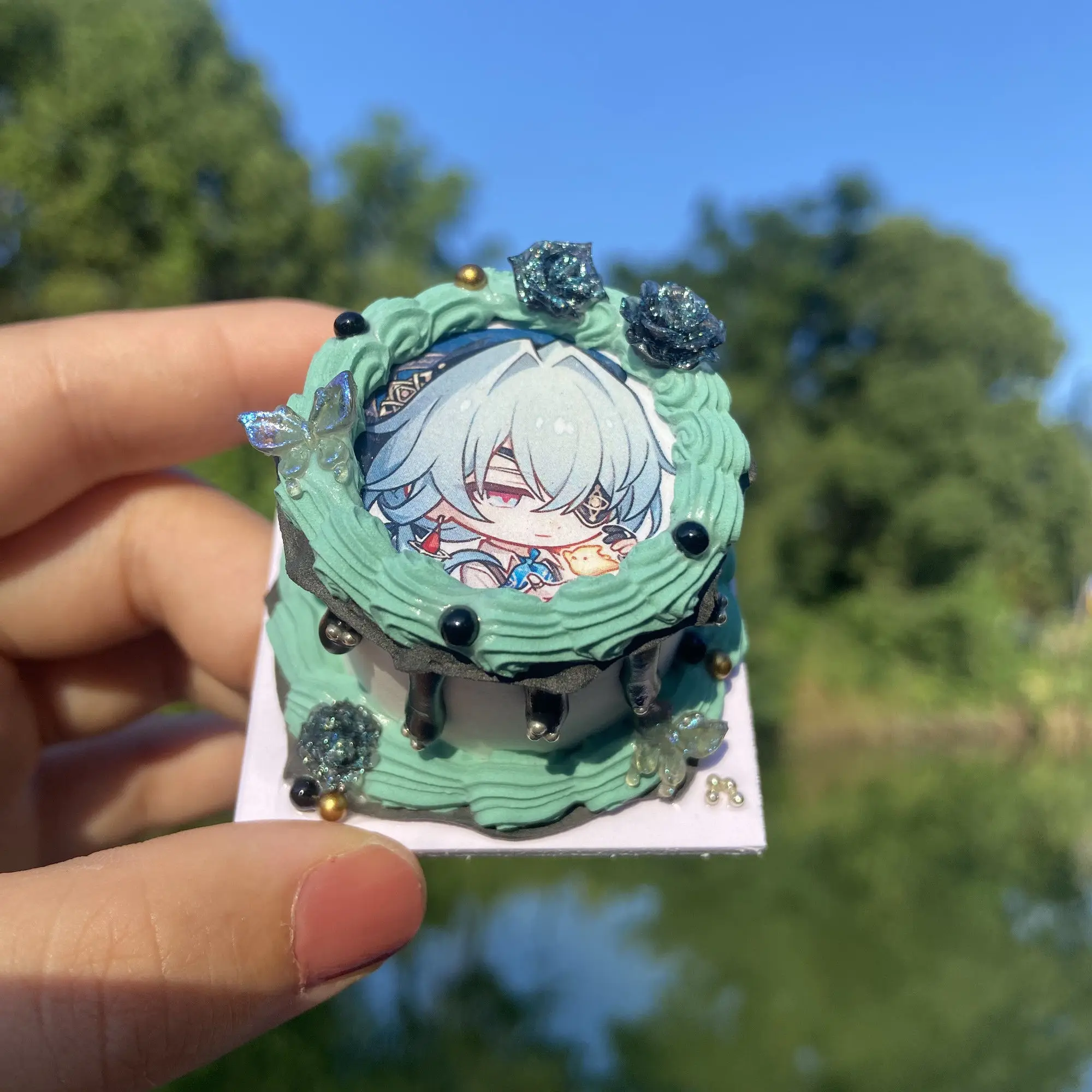 

Honkai:Star Rail, 1 шт., миниатюрный кукольный домик, имитация глиняного персонажа, торт на день рождения, мини-модель еды для OB11, аксессуары для кукол, игрушки