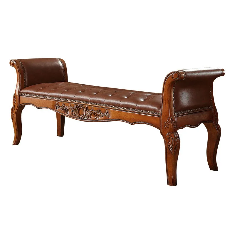 American all-solid wood bedside stool, foyer shoe stool, Nordic bench, European bedroom bed with armrest, front stool