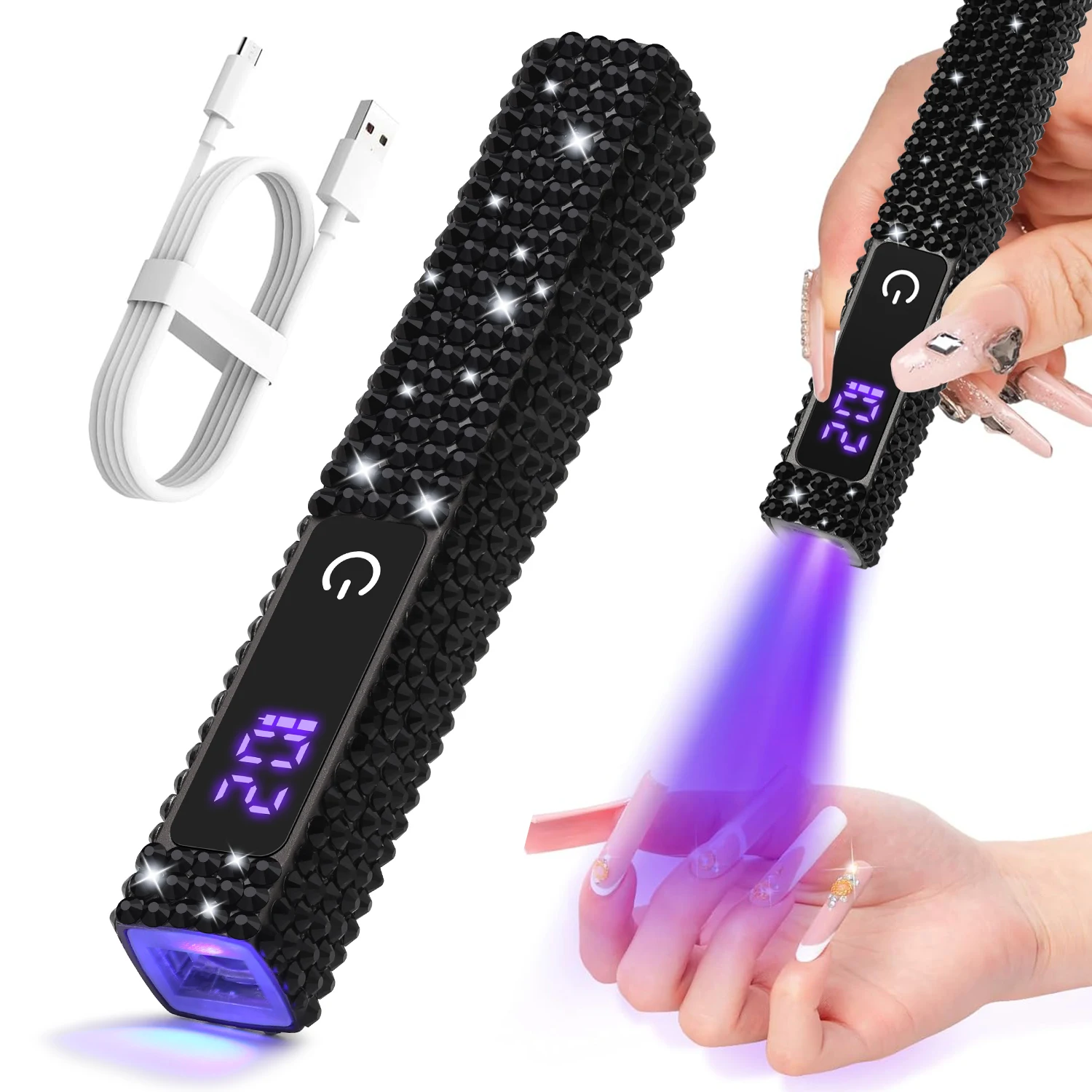 Lampada per asciugare le unghie a Led UV portatile asciugatrice portatile ricaricabile per unghie con cristalli lampada per Manicure torcia per unghie in Gel stropicciato