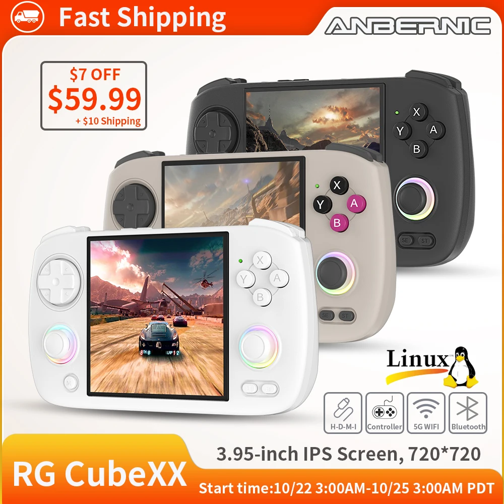 

ANBERNIC RG CubeXX Handheld Game Console 3.95" IPS 720*720 Screen Linux WIFI Bluetooth HD-Connection Retro Video Gaming Console