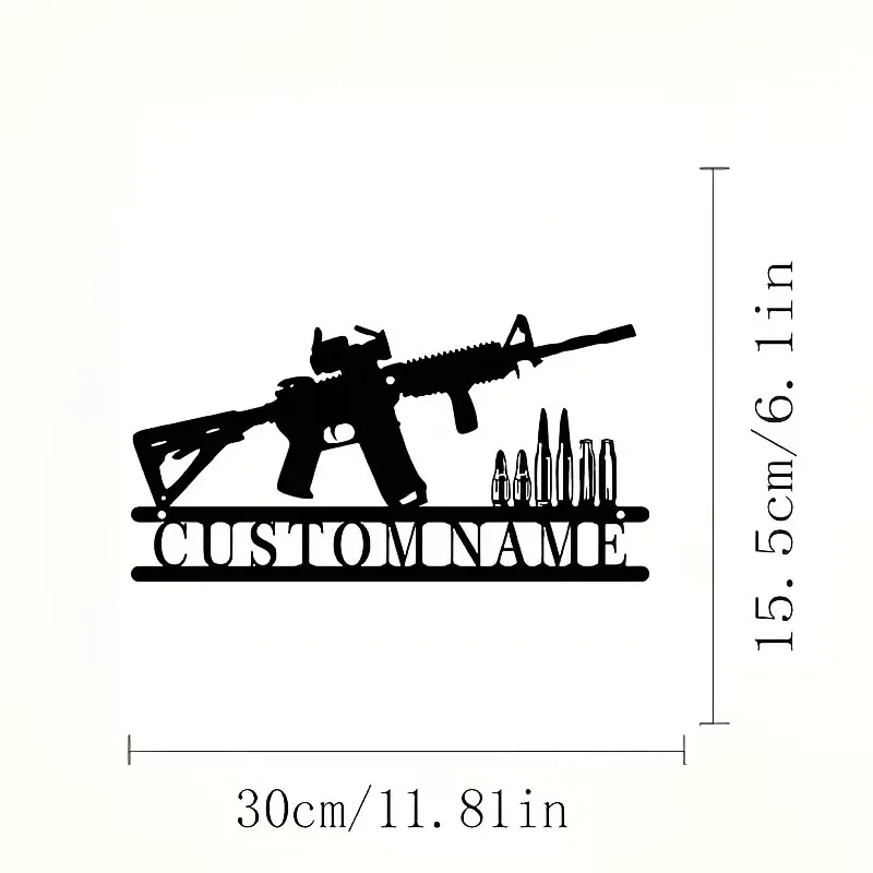 Custom Rifle Wall Art Plaque Personalized Name Art Deco Cutout Home Office Porch Garden Decor Housewarming Gift Accent Piece