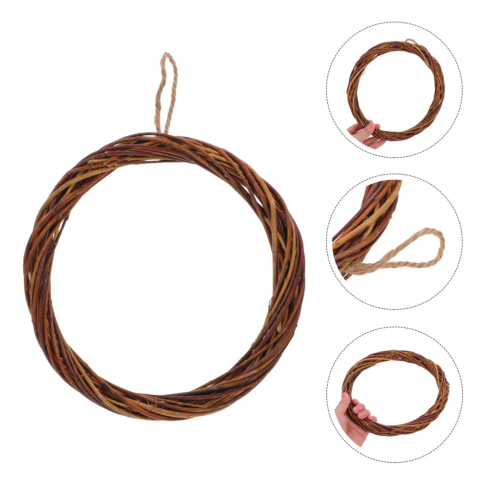 

Rustic Handmade Rattan Wreath 30Cm Natural Vine Garland Artificial Flower Decor for Wedding Garden Home Decoration