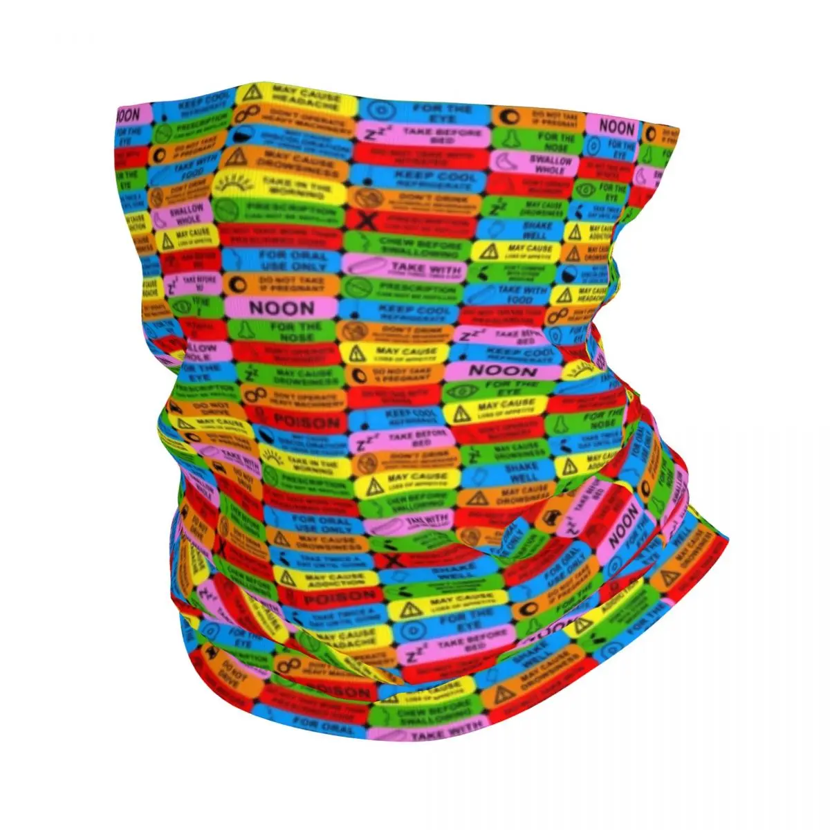 Prescription Warning Labels Bandana Neck Warmer Men Women Winter Ski Tube Scarf Gaiter Doctor Nurse Medicine Face Cover