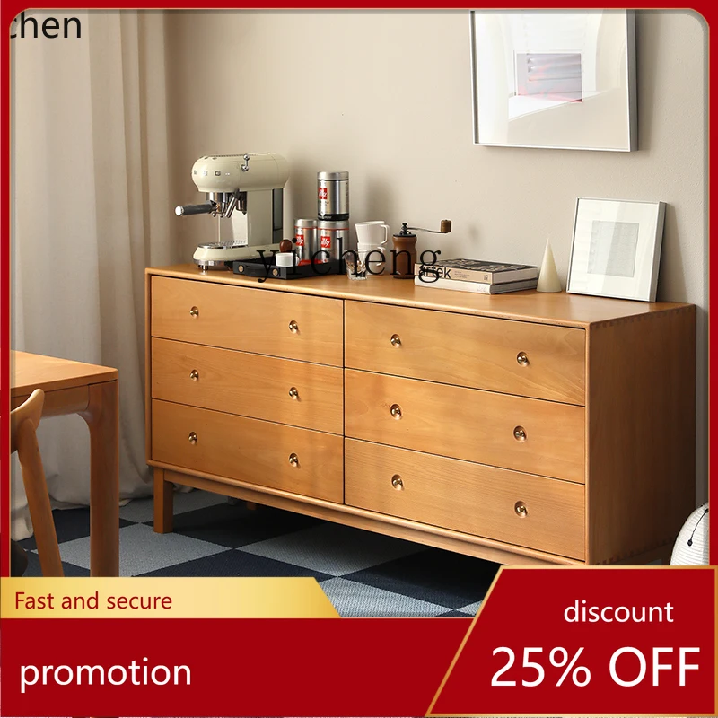 

HXL Vintage Style Solid Oak Six-Drawer Cabinet Sideboard Bedroom Storage