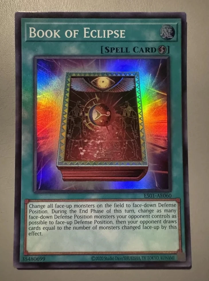 Cartão Hortelã do Livro do Eclipse Yugioh KONAMI, Coleção Super Rara Asiática Inglesa, Monstros de Duelo, ES01-AE060